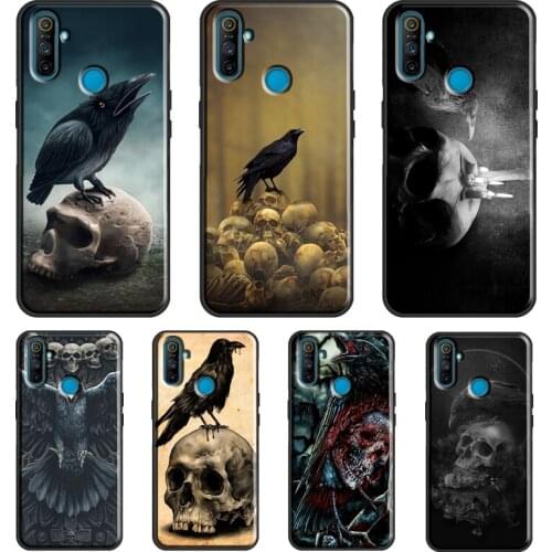 Crow Skull Raven Moonlight For OPPO Realme 8 6 7 Pro Q3 7i C3 C11 C15 C21 GT Case For OnePlus 9R 7T 8T 8 9 Pro Coque