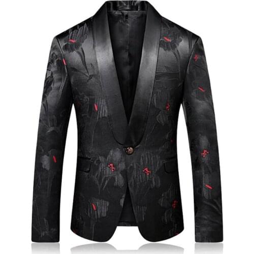 Black Red Blazer Slim Masculino Abiti Uomo 2018 Wedding Prom Blazers Single button For Men Stylish Suit Jacket