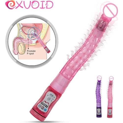 EXVOID G Spot Massager Long Dildo Vibrator Anal Plug 12 Frequency Sex Toys for Women Flexible Silicone AV Stick Vibrator
