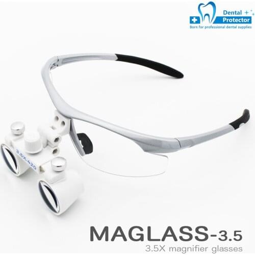 Surgical Medical Binocular Loupes with Led Head Light 3.5X420mm Optical Glass Plastic Frame with Anti Fog