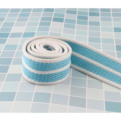 1.5" Blue Striped Cotton Webbing Belt Bag Purse Nylon Webbing Lanyard Bag Purse Upholstery Webbing Bag Straps Strap-38mm