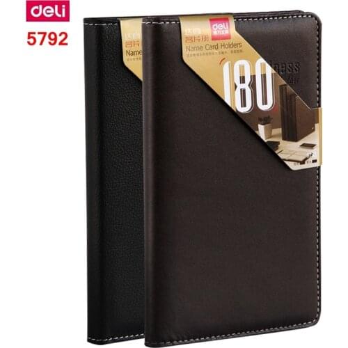 1PCS Deli 5792 A6 Name card holder business card stock card storage book 180 pieces card capacity Leather cover wholesale