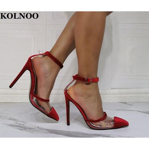 Kolnoo Handmade New Real Pictures Ladies High Heels Sandals Sexy Buckle Strap Stilettos Evening Daily Wear Fashion Summer Shoes