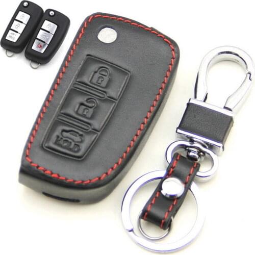 Leather Case Cover Holder Fit For Nissan Rogue Pulsar Bluebird Sylphy Sentra Remote Flip Key 3 Buttons 3BT CWTWB1G767