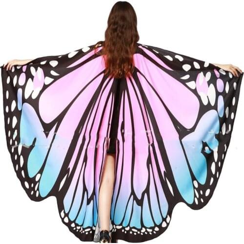 Hot Sell Butterfly Wings Shawl Fairy Nymph Pixie Costume Accessory Women Soft Fabric Butterfly Wings stage Show Prop Big Size