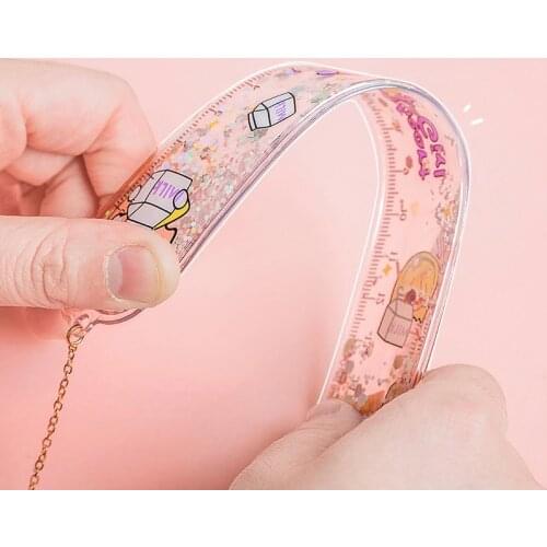 Cute Cartoon Ruler Scale Plastic Drawing Tools Straight Ruler Measuring School Office Supplies Bookmark Student Kid