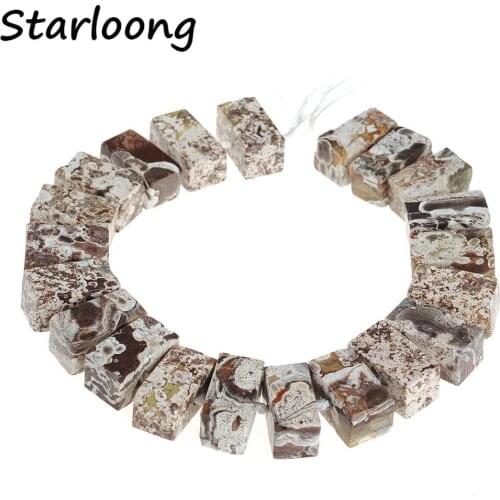 Natural Stone Blue Brown Cuboid Ocean Jaspers Cut Slab Nugget Agates Druzy Loose Gems Spacer Strand Beads for DIY Jewelry Making