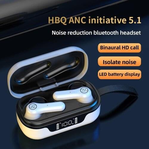 HBQ ANC Pro TWS Bluetooth 5.1 Earphones Wireless Headphone With LED Display Sports Waterproof Earbuds Headsets With Microphone