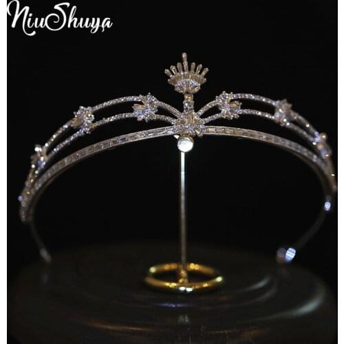 NiuShuya Stunning Crystal Bridal Crowns Tiara Bride Headband Wedding Party Princess Diadem Headpieces Wedding Hair Accessories