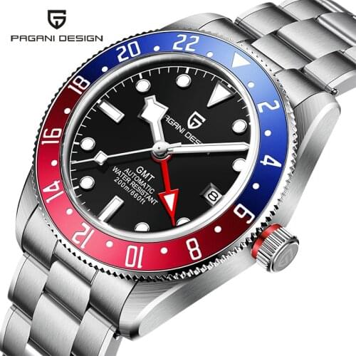 PAGANI DESIGN 2021 New Business Military Order Mechanical Automatic Mens Watch GMT Series BB58 Sapphire Luminous
