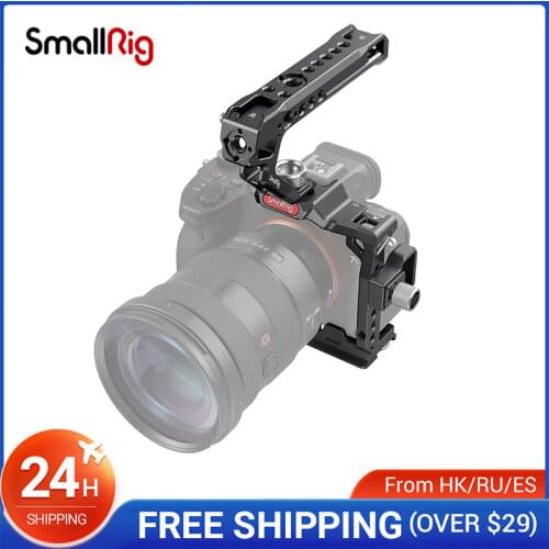 SmallRig Half Camera Cage for Sony Alpha 7S III A7s3 Multiple 1/4"-20 & ARRI 3/8"-16 threaded holes and cold shoe accessory 3193