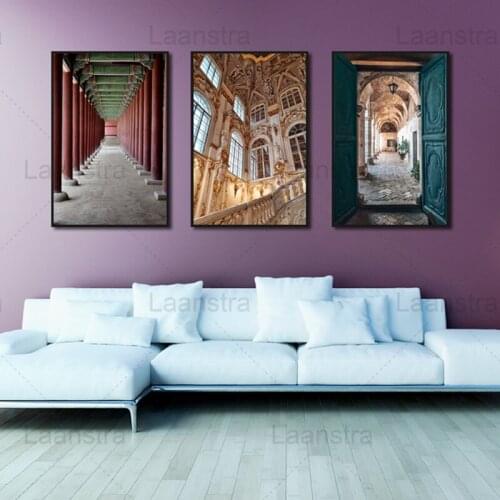 HD Posters And Prints Home Decor Chinese & European Retro Architecture Photo Wall Art Canvas Painting Living Room Wall Picture