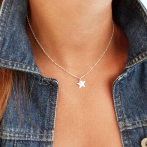 Simple Trendy Cute Star Pendant Choker Necklace for Women Ladies Naked Chain Geometric Clavicle Necklace Jewelry Kolye YN1509