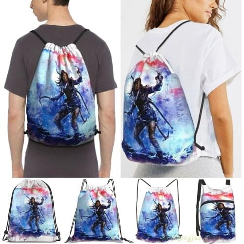 Tomb Raider Painting Women Drawstring Sackpack Gym Bags Men Outdoor Travel Backpacks For Training Fitness Swimming Bag