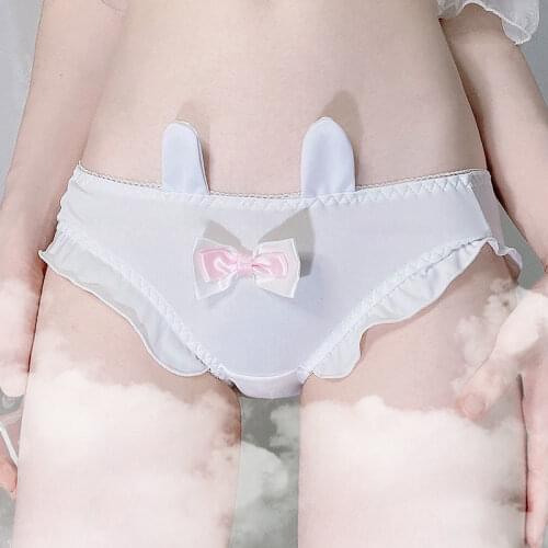 Sexy Rabbit Thong Panties for Young Women School Girls Kawaii Lingerie Seamless Cute Sweet Underwear Briefs White Pink Blue New