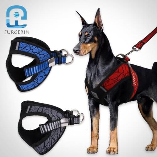 FURGERIN Dog Harness Lead Set collar dog belt strong nylon rope Adjustable Harnesses for Dogs Training Walking Pet Products