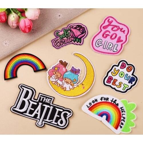Embroidery subsidy computer embroidery badge cute cartoon couple rainbow clothes decoration patch stickers on the moon