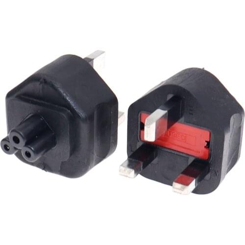 High quality black Copper British standard to IEC320 C5 Power Adaptor UK Plug Convert Socket