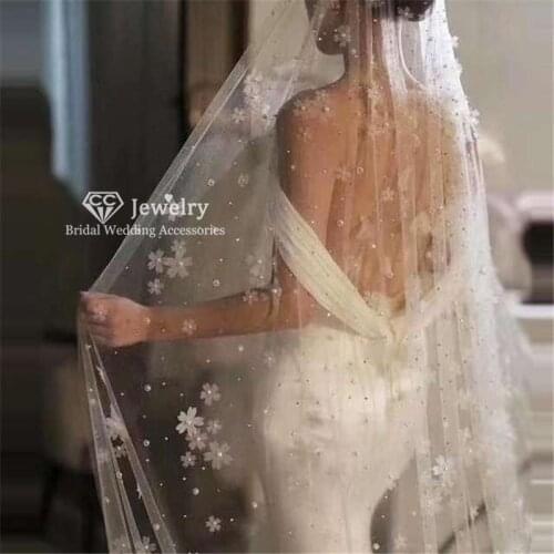 CC Wedding Veil Bridal Hair Accessories for Women Elegant Long Veils With Comb Cathedral 3 meters White lvory Lace Tulle V669