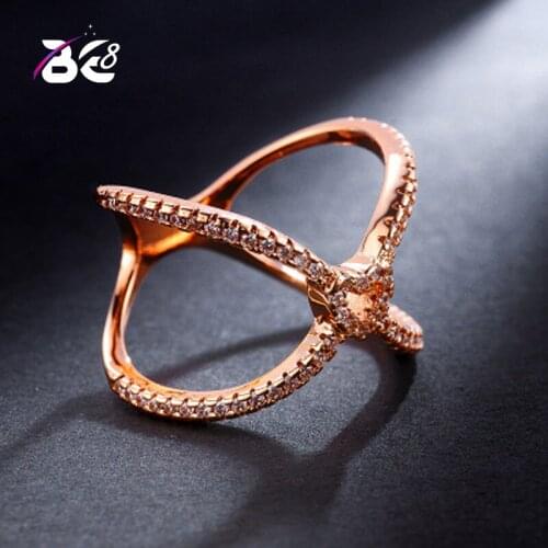 Be 8 Hot Sale Cross X AAA Cubic Zirconia Interwined Rings for Women Wedding Micro Pave Ring Aanel Feminino R127