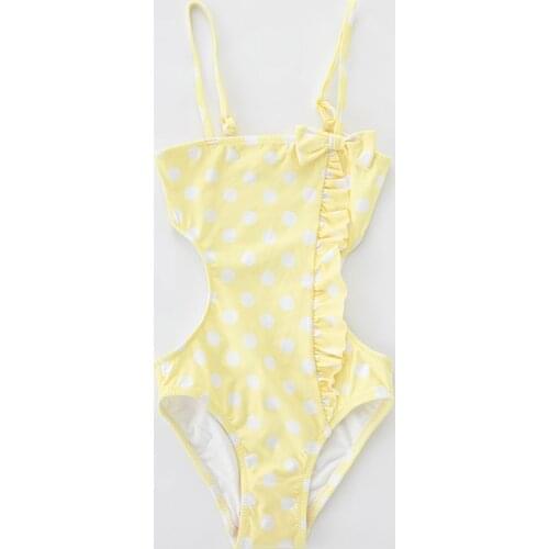 Female Child Yellow Fırfırlıy Swimsuit