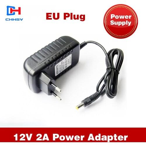 1PCS 12V2A AC 100V-240V Converter Adapter DC 12V 2A 2000mA Power Supply EU Plug 5.5mm x 2.1-2.5mm for LED CCTV