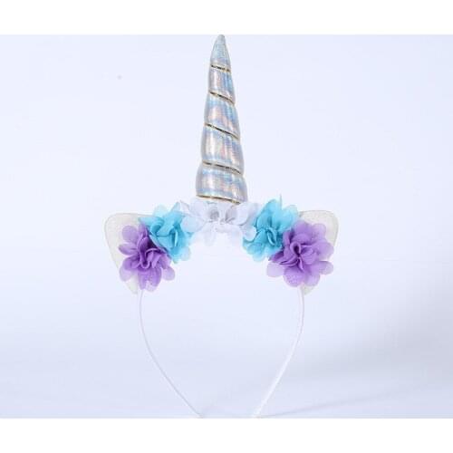 1PC DIY Kids Rainbow Unicorn Headband Glitter Hairband Hair Accessories for Party