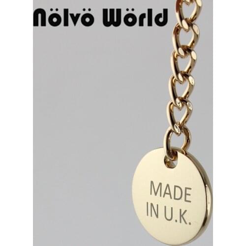 10 pieces,70*23mm Laser Engraved Tags,Made in UK,Made in U.S.A round label tag with chains