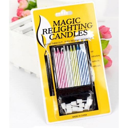 10pcs/set Relighting Candles Funny Trick Birthday Blowing Candle Naughty Party Joke Gift Kids Birthday Cake Decor Party Tools