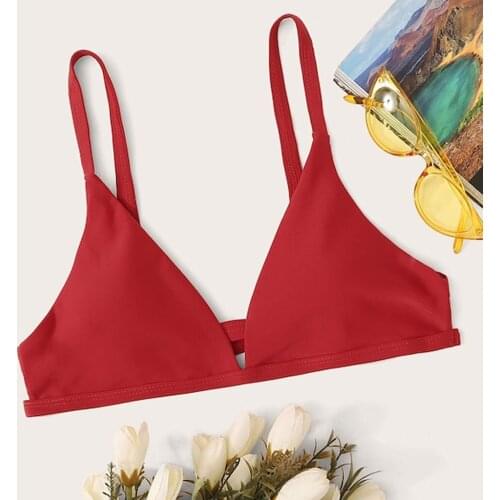 2021 Sexy Women Red Swimwear Bikini Solid Push Up Padded Beachwear Female Bathing Swimming Top Maillot De Bain Femme Kупальник