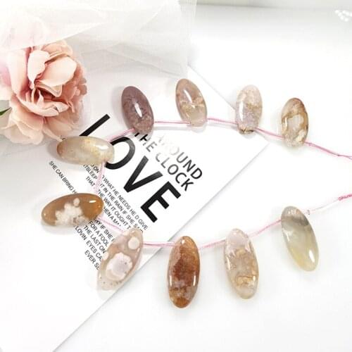20x40mm Sakura Agate Mineral Natural Gemstone Oval Cherry Stone Beads DIY Jewelry Necklace Unique Gift Simple Warm Color Pink
