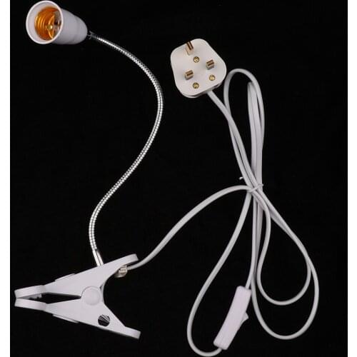 360 Degrees Flexible Desk Lamp Holder E27 Base Light Socket Clip-On Cable with
