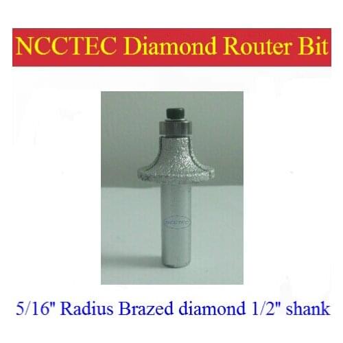 5/16'' R8 Radius diamond vacuum Brazing brazed router bit with 1/2" Shank FREE shipping | marble, granite slabs edge tools