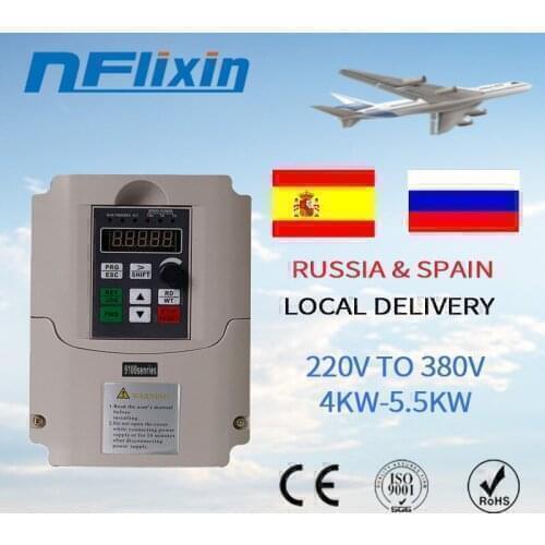 5.5KW AC 220V to 380V 3HP VFD Variable Frequency Drive VFD Inverter 3 Phase Input 3 Phase Output Inverter for Spindle Motor