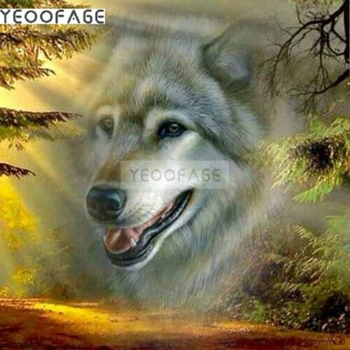 Diamond embroidery Wolf head square 5D DIY diamond painting Cross Stitch set picture of Rhinestone mosaic stickers home decor