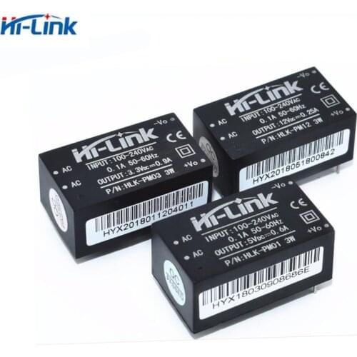 Free Shipping HLK-PM01 HLK-PM03 HLK-PM12 AC-DC 220V to 5V/3.3V/12V Mini Power Supply Module Universal Input 100-240Vac