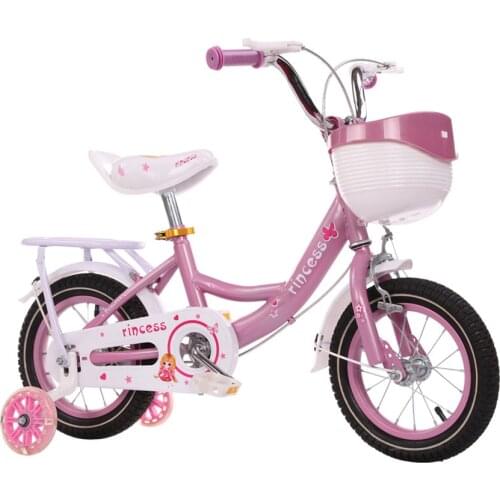 Free Shipping 12 14 16 Inch Wheel Kids Bike girls Bicycle with Training Wheel Pink Purple Child Bike with Rear Rack bicicleta