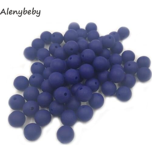 Navy Blue Color Food Grade Silicone Round Bead 12/15mm Baby Teether Necklace Toy DIY Pacifier Chain Care Baby Teether Product