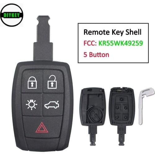 DIYKEY for Volvo C30 C70 V50 S40 Replacement 4+1 5 Button Remote Car Key Shell Case Fob FCC ID: KR55WK49259