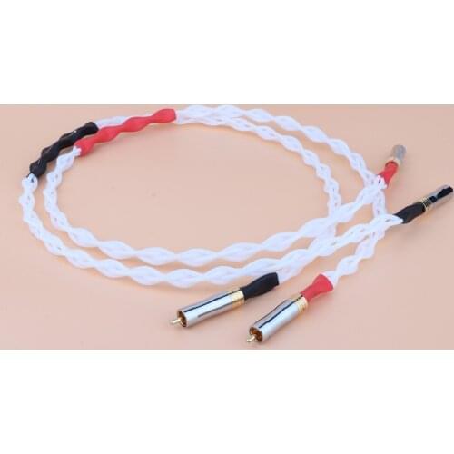 Pure Silver cable Gold RCA 100% Purity Silver Interconnect Audio Cable HIFI Pure Silver RCA Cable Audiophile