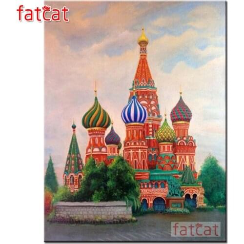 FATCAT Russian castle 5d diy diamond painting full square round drill diamond embroidery kits landscape home decoration AE2838