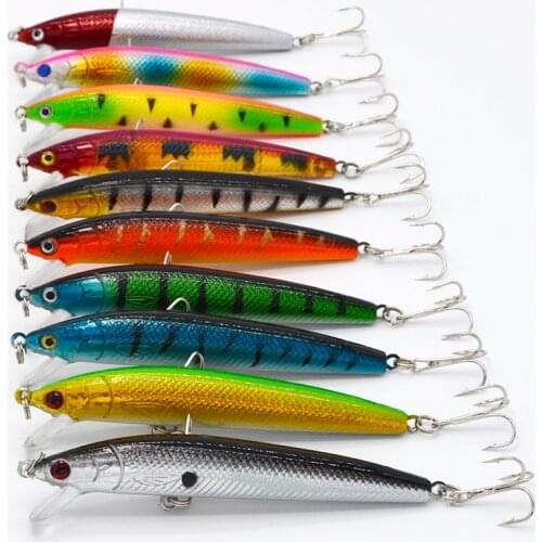 10 Pcs/lot 9.5cm 7.9g Pesca River Artificial Hard Baits Fishing lure Minnow Wobblers Tackle Bass Swimbait Iscas With 3D eyes