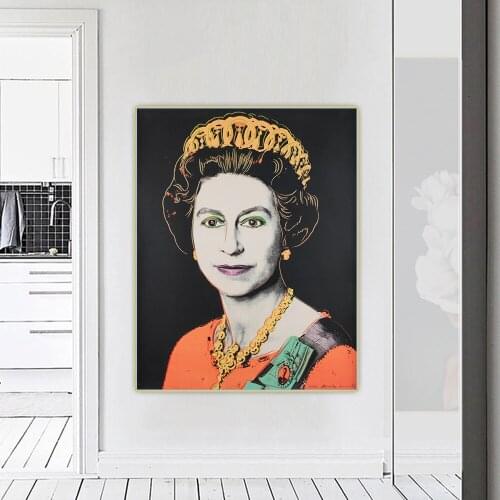 Canvas Oil Painting Andy Warhol"Queen Elizabeth II"Pop Art Avant-garde Visual Art Aesthetic Poster Home Decoration