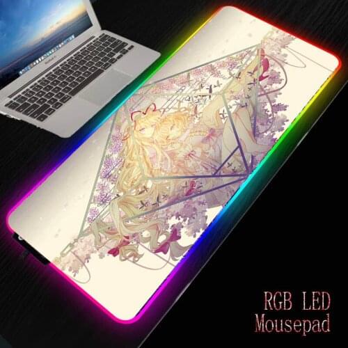 Japanese Anime Girl RGB Mousepad Light Pad Gamer Xxl Computer Mousepad Led Big Mouse Mat Keyboard Desk PC Mause Pad with Backlit