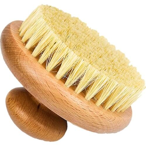 Round Bath Shower Body Exfoliating Brush Natural Sisal Bristles Beech Wood Handle Dead Skin Remover Back Scrubber Massage Tool