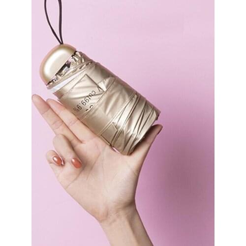 14cm Lightweight Fashion Umbrella Rain Women Gift Mini Pocket Parasol Girls Anti-UV Titanium Folding Portable Travel UMBRELLAS