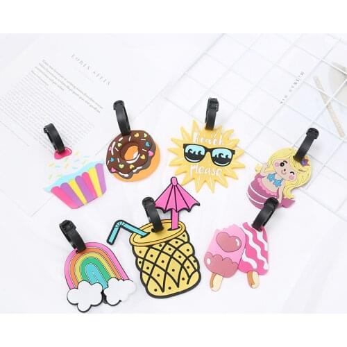 Summer Cartoon Series Cute Luggage Tag PVC Sun Rainbow Modelling Tags ChildrenTravel Suitcase Bag ID Luggage Tag