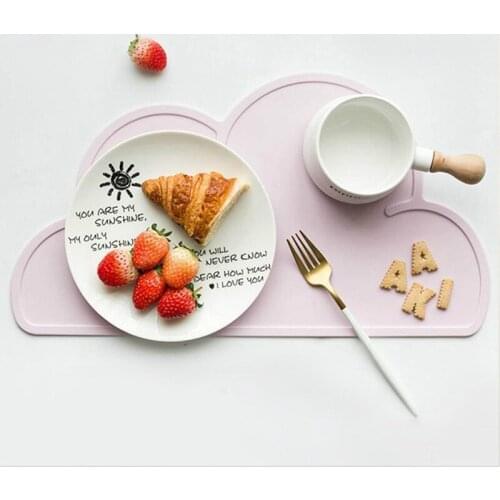 Cute Silicone Placemat FDA Mat Home Baby Mat Waterproof Table Set Pads Kitchen Cloud Kids Free Plate BPA Mat Shaped