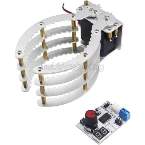 Robotic Claw Kit with 17kg Digital Servo and Servo Tester (Assembled) Large Clamp Manipulator Gripper Aluminum Hand Grips Paw