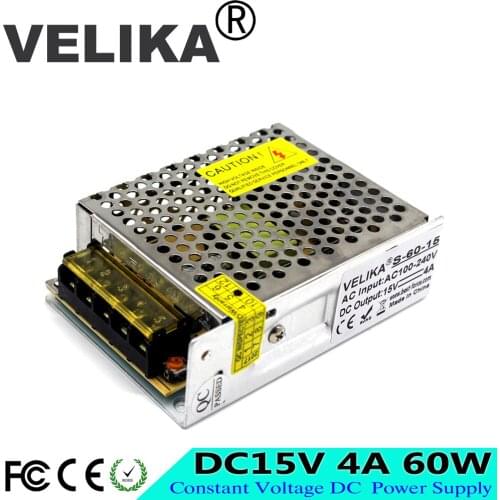 New Arrival DC15V 4A 60W Switching switch power supply Led Driver lighting Transformers 100-240V AC DC 15V SMPS For CNC CCTV